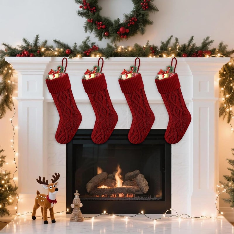 Doitory Store Christmas Stockings,Christmas Hanging Stockings Decoration Soft and Comfortable Knitted Festival Party Xmas Tree Stocking - Image 5